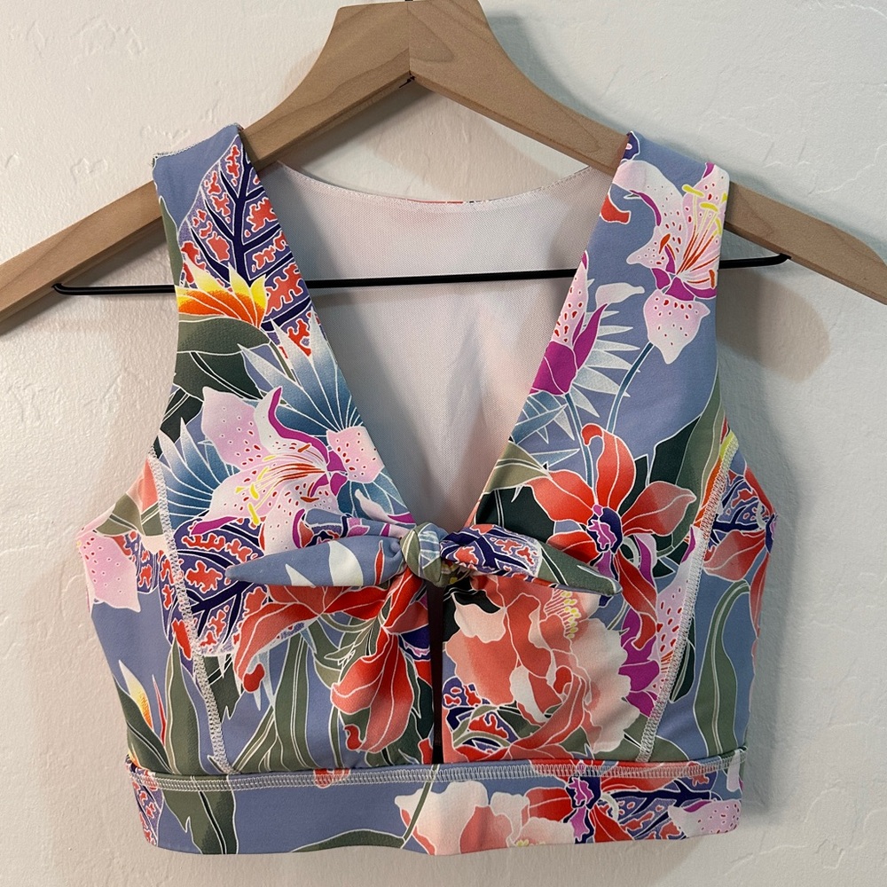 MONO B Sports Bra Women's size Small Floral Lei Print